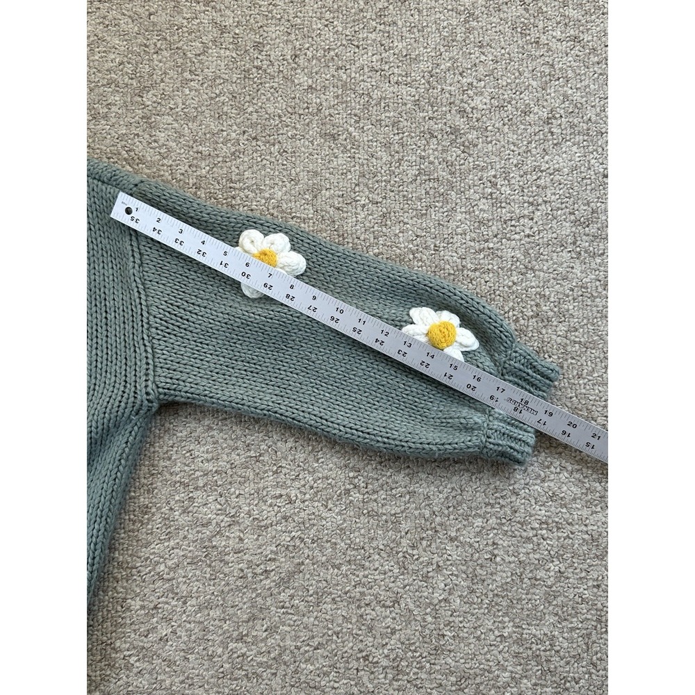 Altar'd State 3D Daisy Cardigan Women's Size XL Floral Sage Green Bohemian - Picture 11 of 15